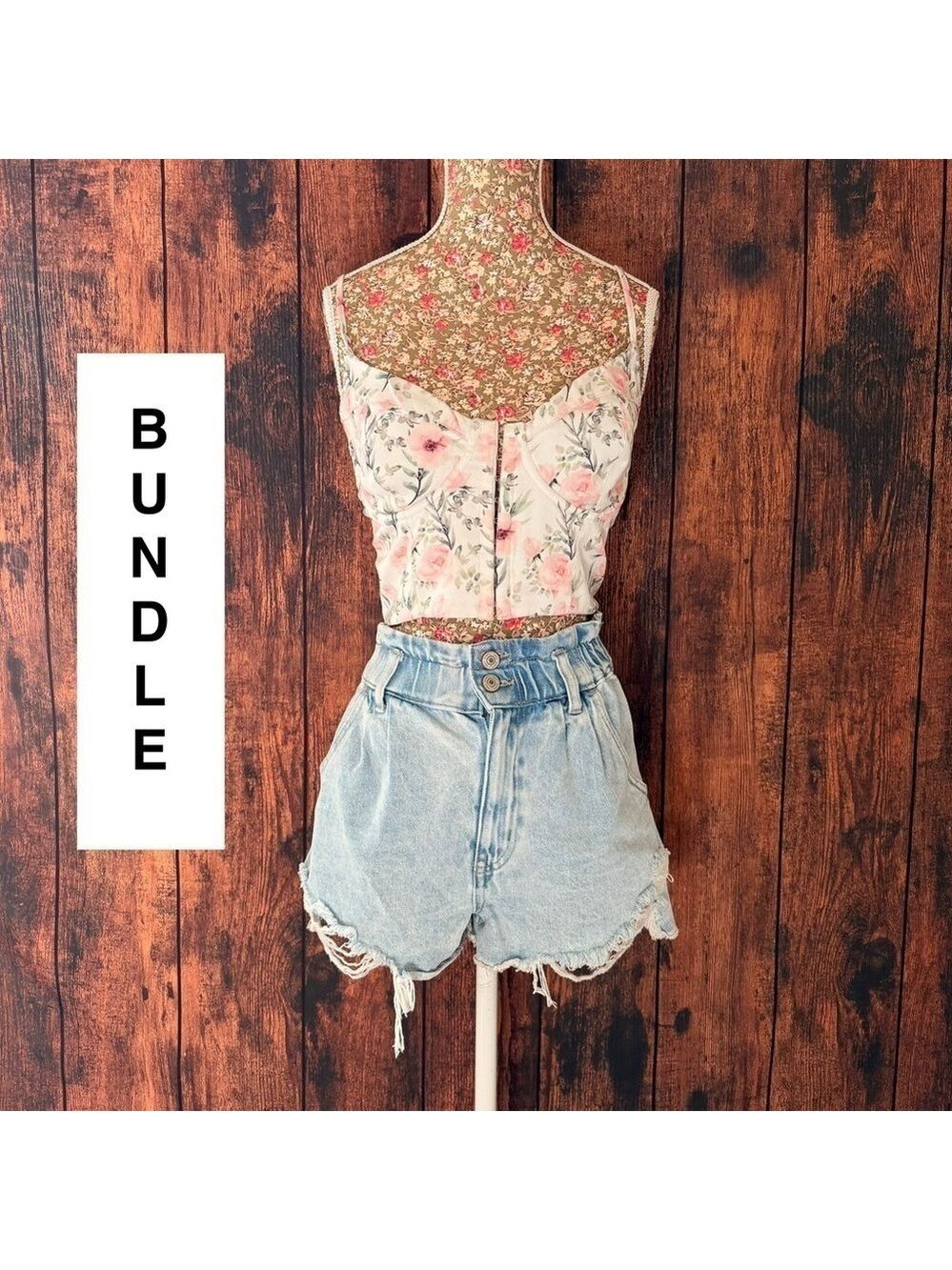 Bundle Happily Gray Denim shorts + Windsor Crop Top- Price Firm - Picture 1 of 9